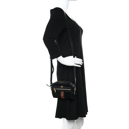 Gucci Suede Patent Web Mini Ophidia Shoulder Bag Black 2 of 14