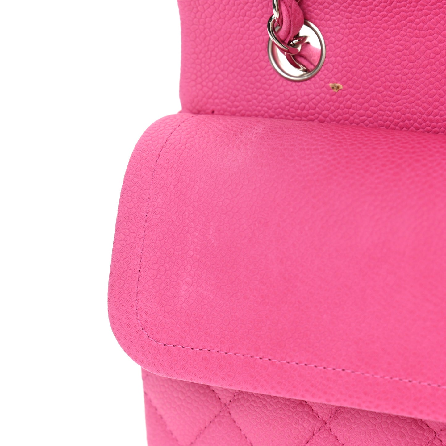 Iridescent Caviar Quilted Medium Double Flap Pink
