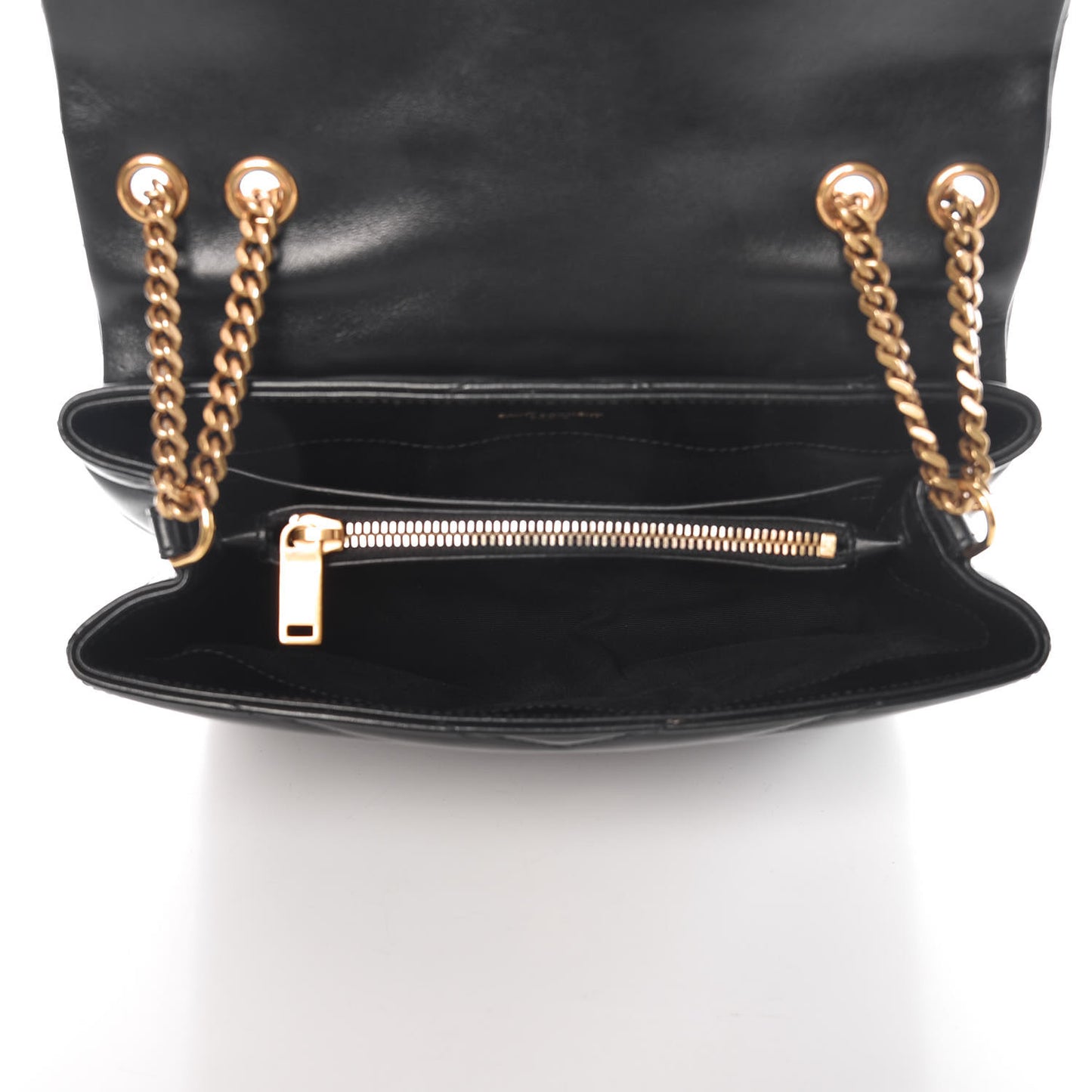 Calfskin Y Quilted Monogram Small Loulou Chain Satchel Black