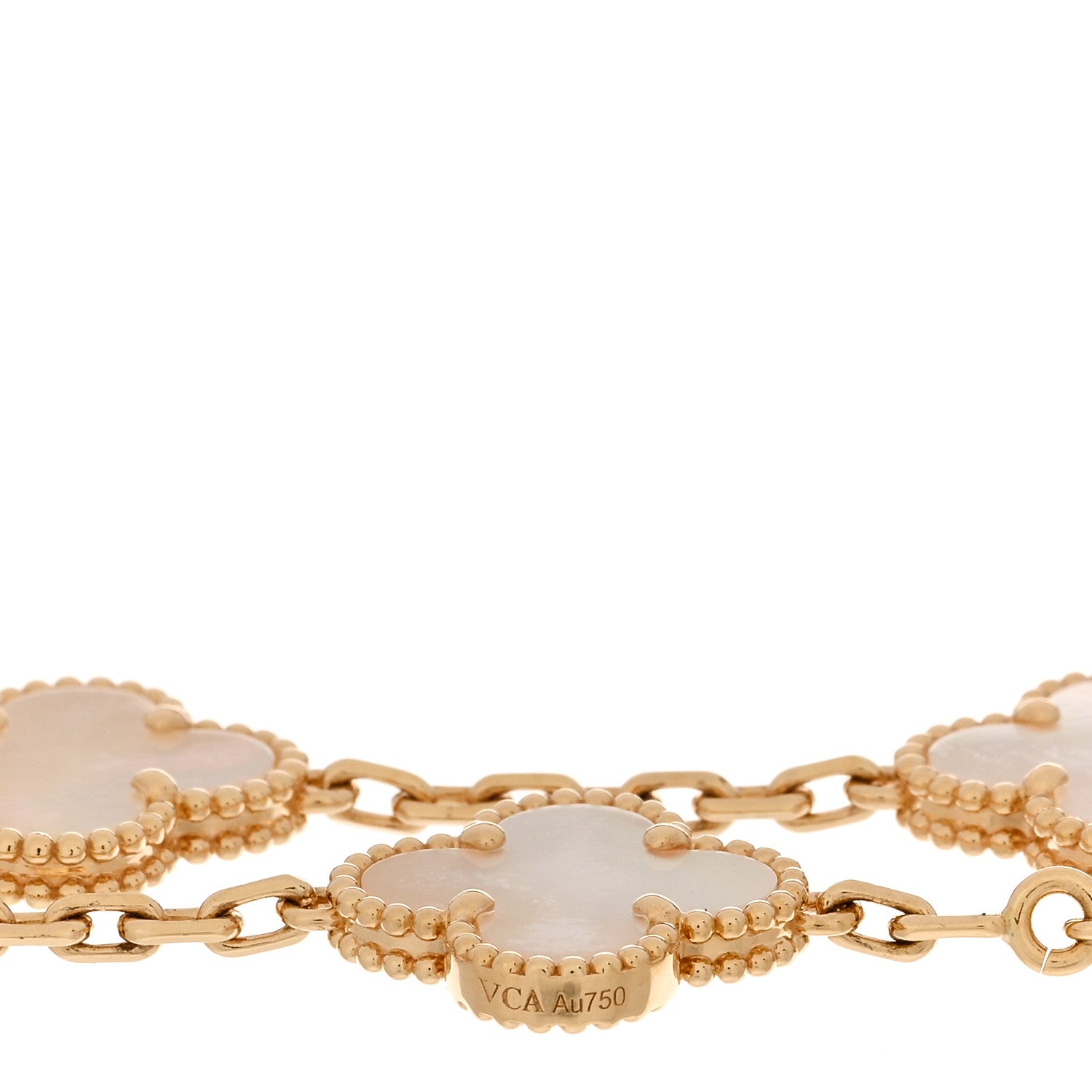 Van Cleef & Arpels 18K Yellow Gold Mother of Pearl 5 Motifs Vintage Alhambra Bracelet 4 of 5