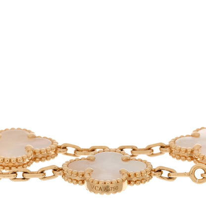Van Cleef & Arpels 18K Yellow Gold Mother of Pearl 5 Motifs Vintage Alhambra Bracelet 4 of 5