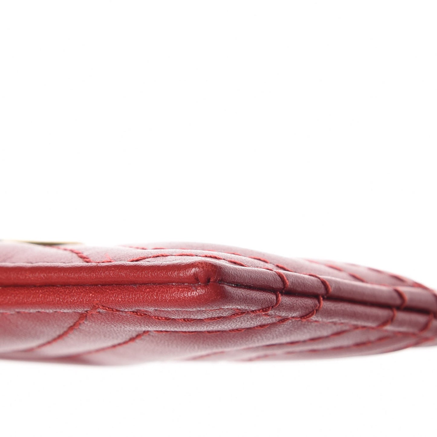 Calfskin Matelasse GG Marmont Card Holder Hibiscus Red