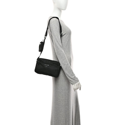 Prada Re-Nylon Vela Saffiano Pocket Double Zip Shoulder Bag Black 2 of 10