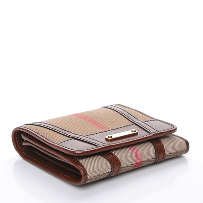 Burberry Bridle Calfskin House Check Medium Leighton Wallet Dark Tan 4 of 10