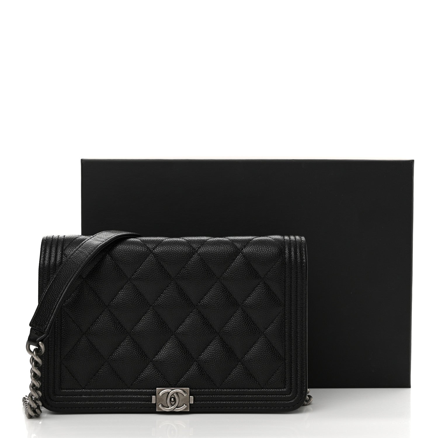 Chanel Caviar Quilted Boy Wallet On Chain WOC Black 14 of 14