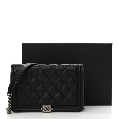 Chanel Caviar Quilted Boy Wallet On Chain WOC Black 14 of 14