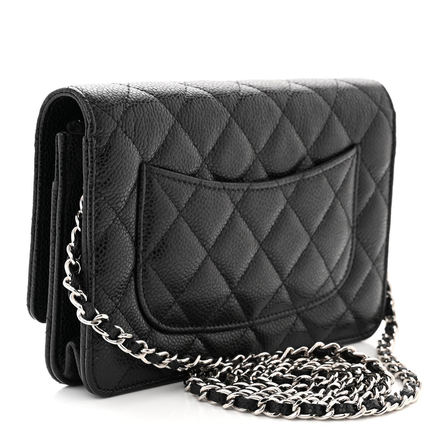 Caviar Quilted Wallet on Chain WOC Black
