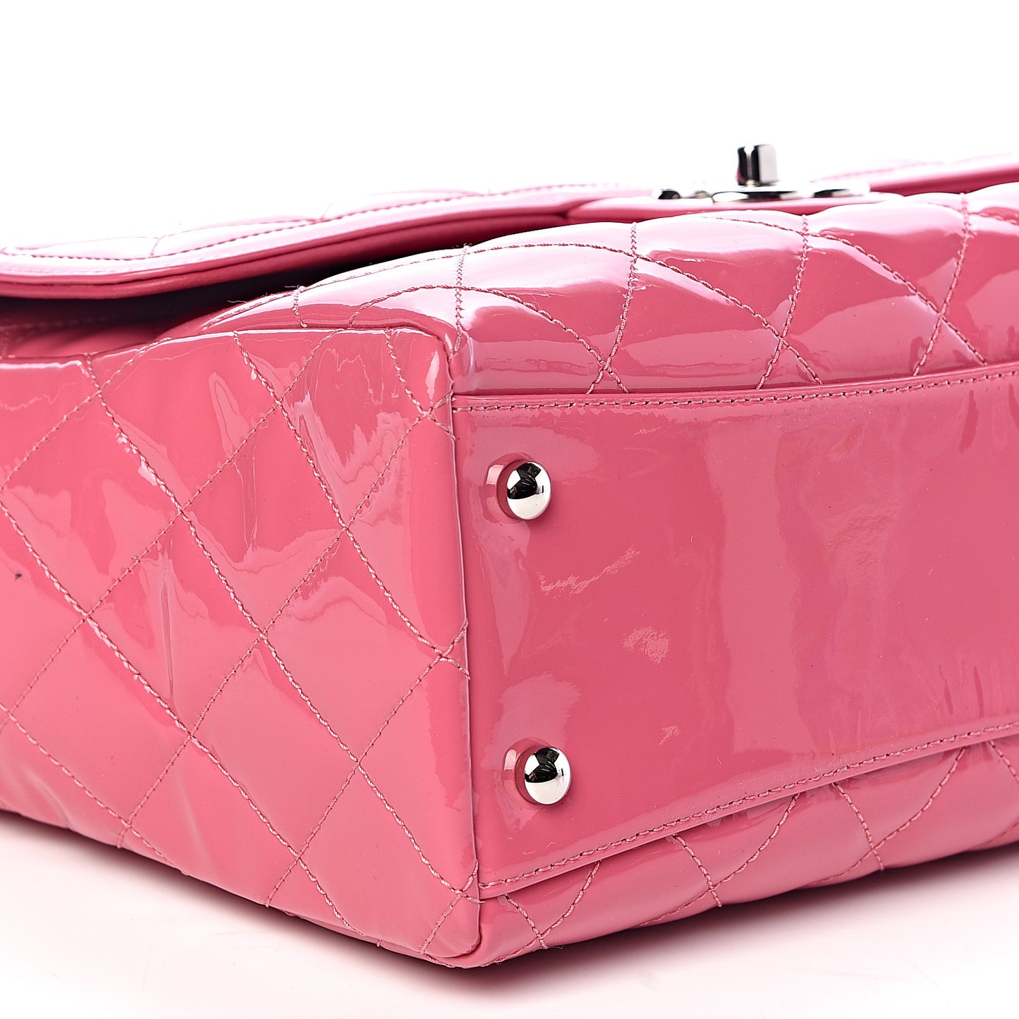 Patent Quilted Small Coco Shine Shopping Tote Pink