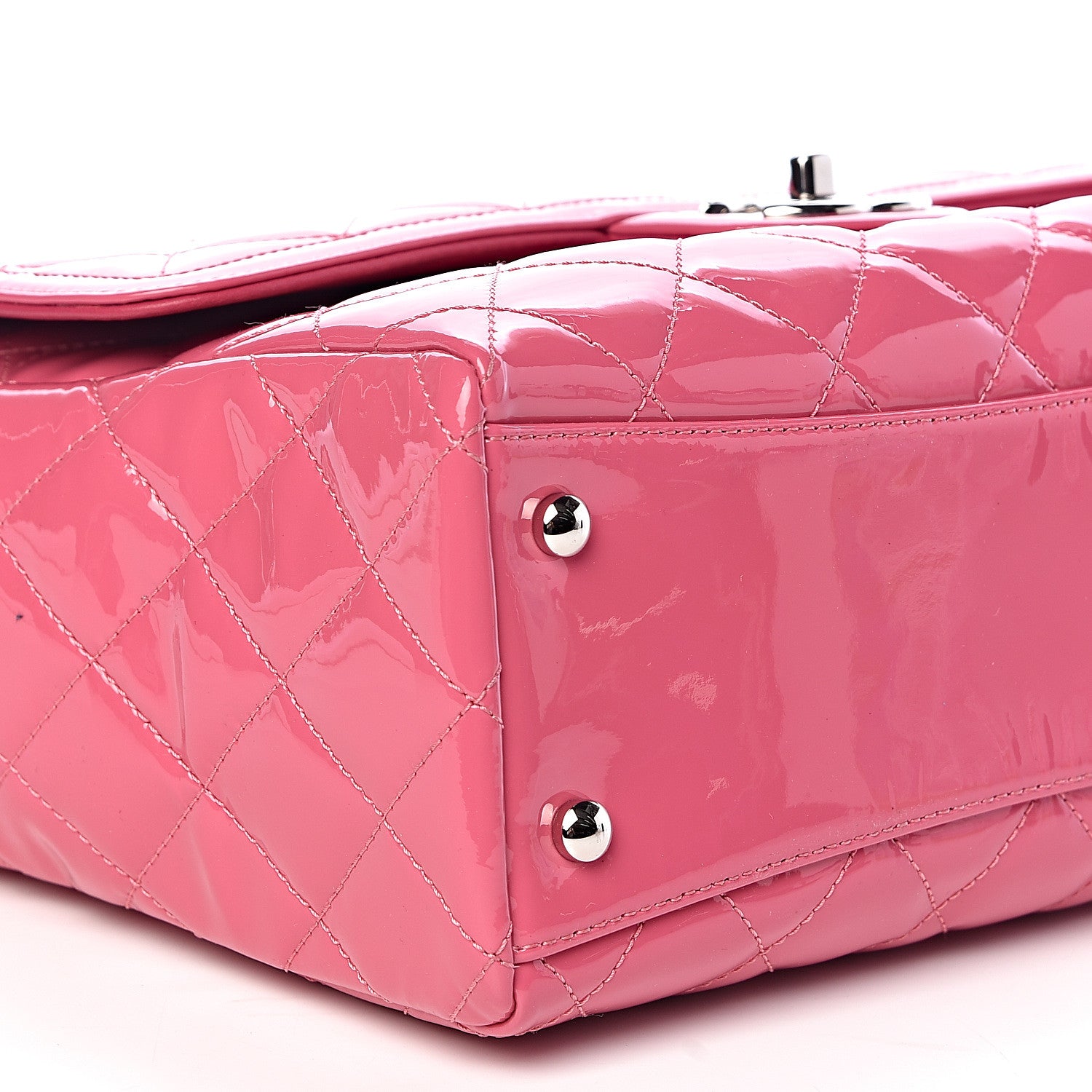 Chanel Patent Quilted Small Coco Shine Shopping Tote Pink 7 of 9