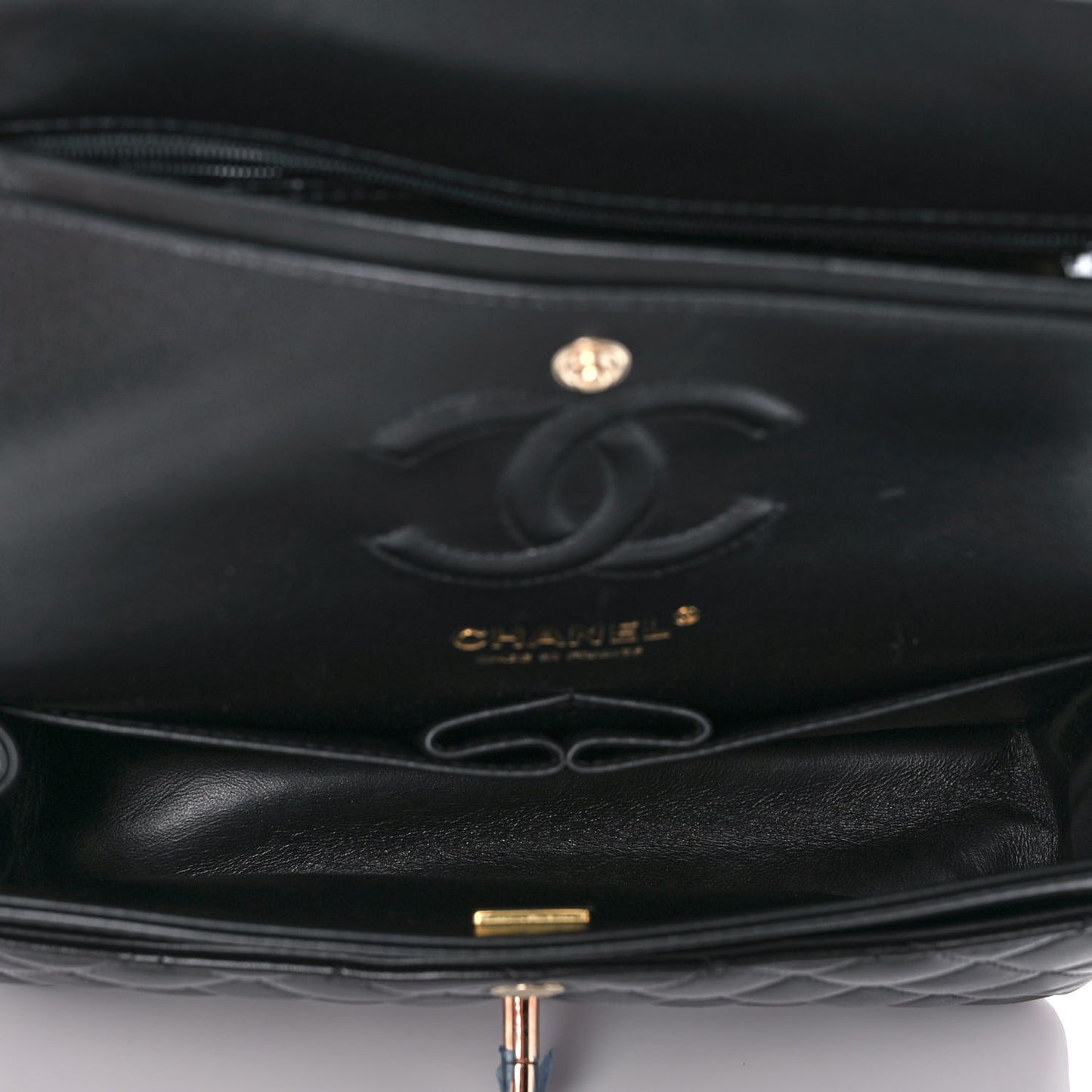 Lambskin Quilted Small Double Flap Black