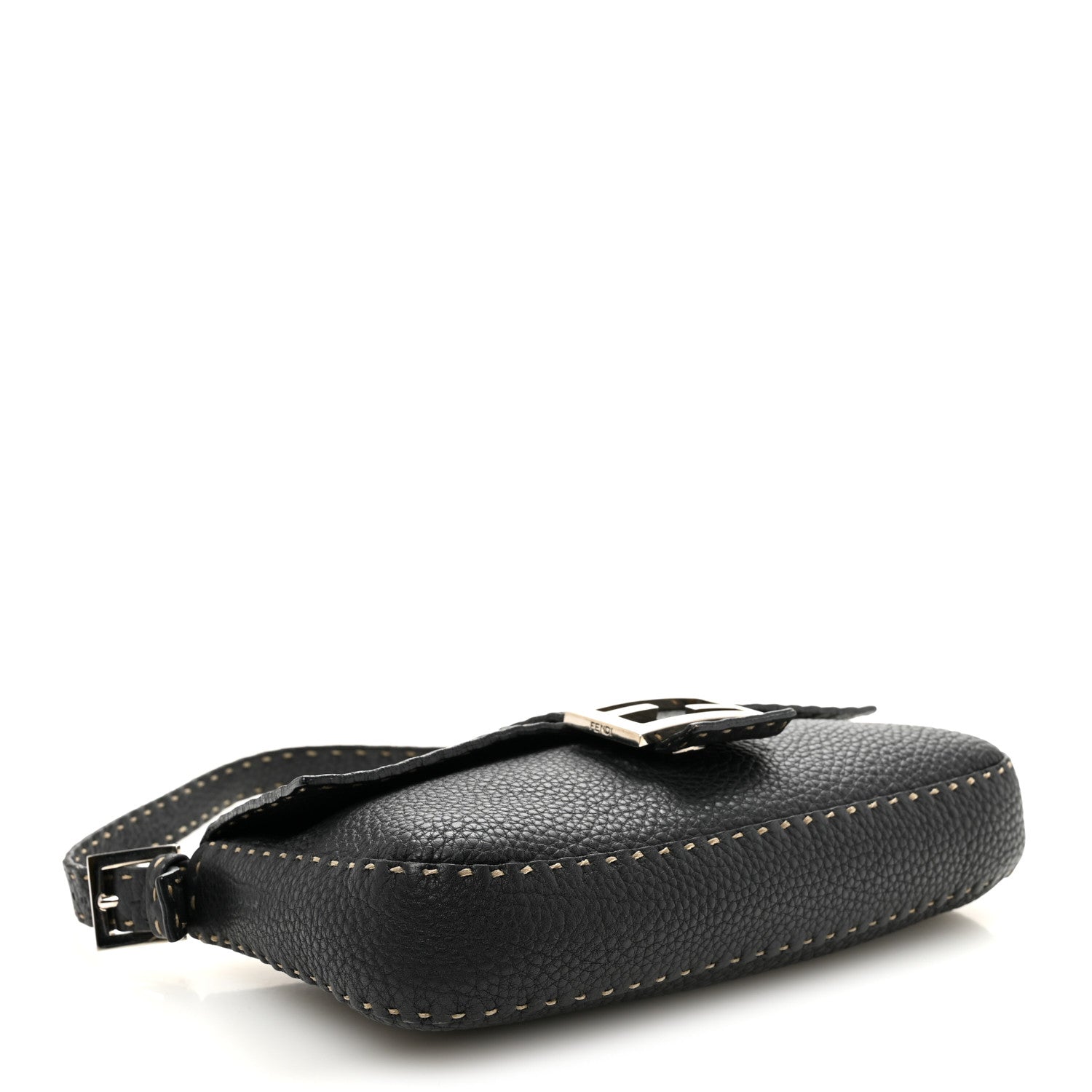 Fendi Calfskin Romano Selleria Baguette Black 5 of 12