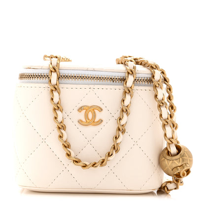 Chanel Lambskin Quilted Pearl Crush Mini Vanity Case With Chain White 1 of 10