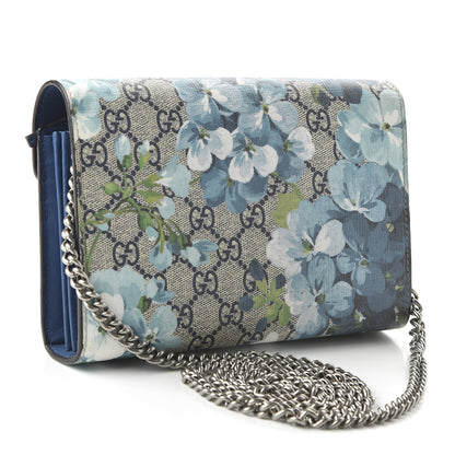 Gucci GG Supreme Monogram Blooms Mini Dionysus Chain Wallet Beige Blue Navy Vintage Blue 4 of 10