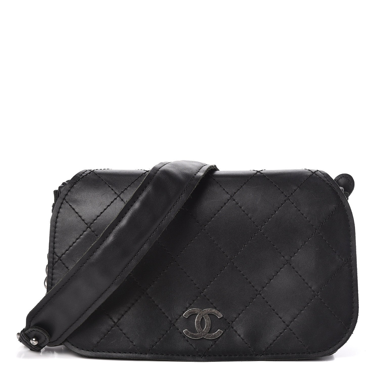Chanel Calfskin Stitched Small Highlander Messenger Black 1 of 15