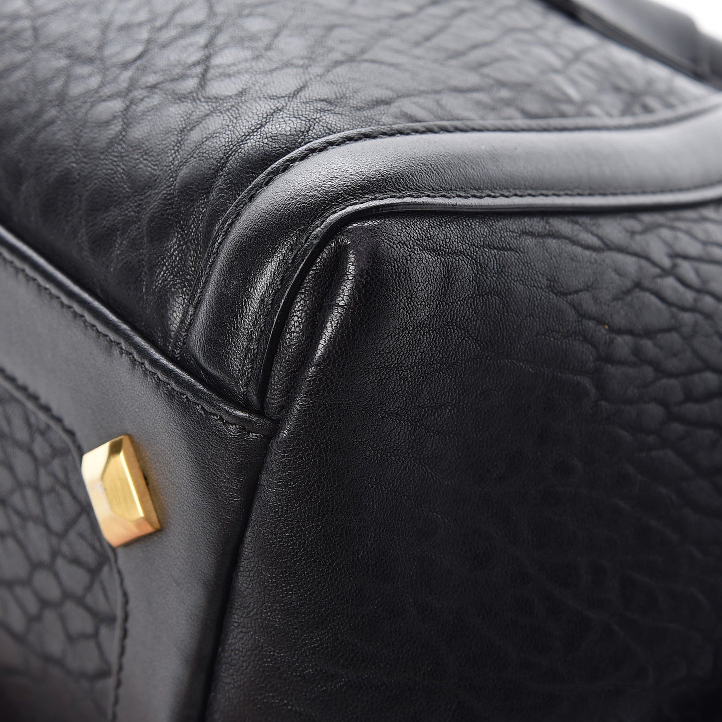 Calfskin Lambskin Marion Bowler Bag Black