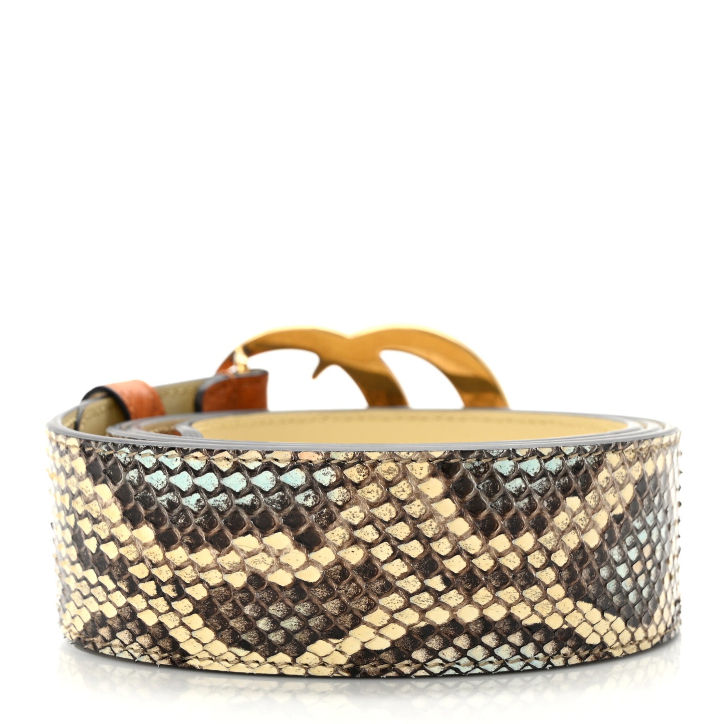 Ostrich Snakeskin Double G 40mm Belt 100 40 Gold Cloud Butter Ivory Paradise Cloud