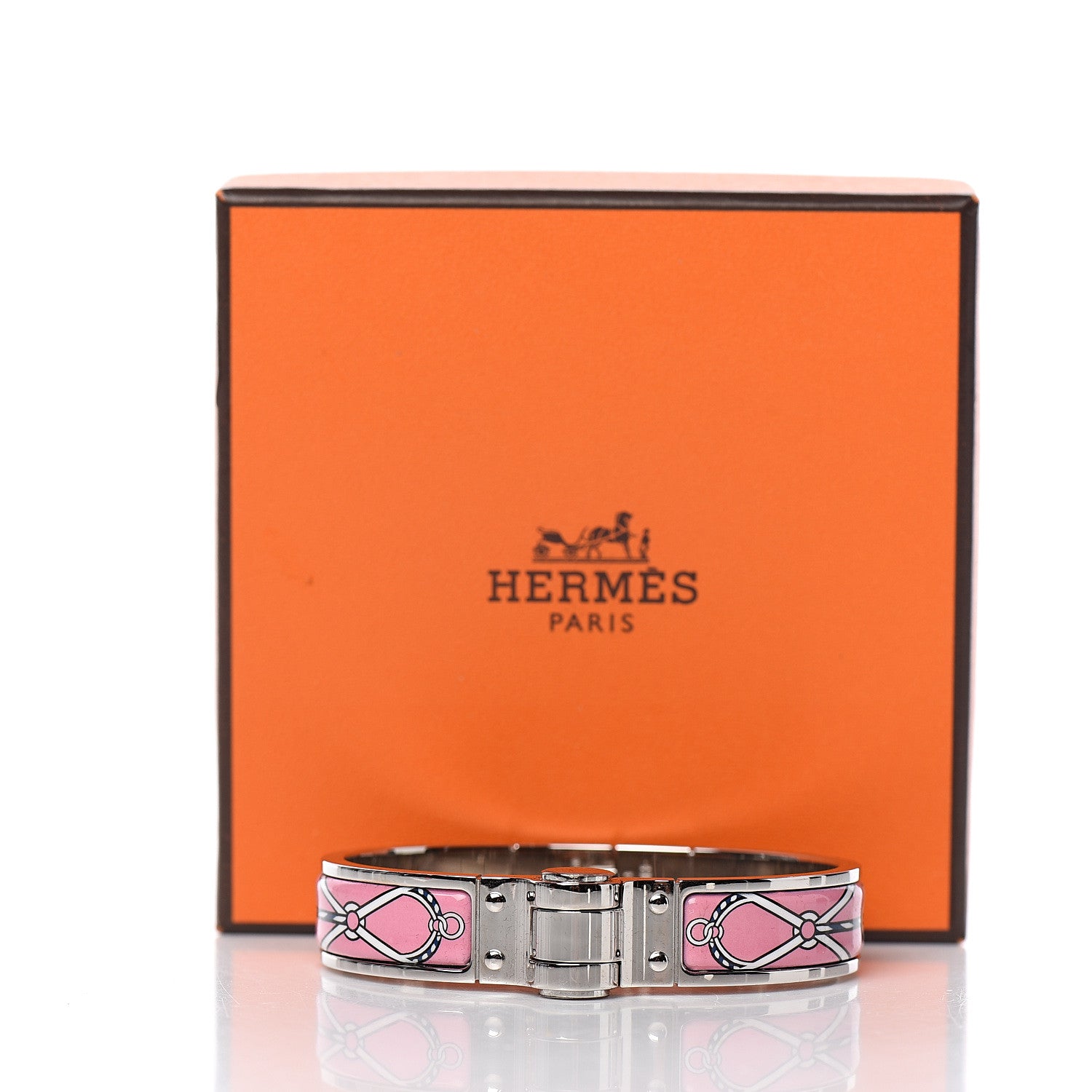 Hermes Enamel Printed Narrow Charniere Cuirs Marins Hinged Bracelet S Quadrichromie 5 of 5