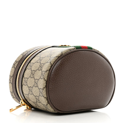 Gucci GG Supreme Monogram Textured Calfskin Web Ophidia Vanity Cosmetic Case Beige Ebony New Acero 5 of 9