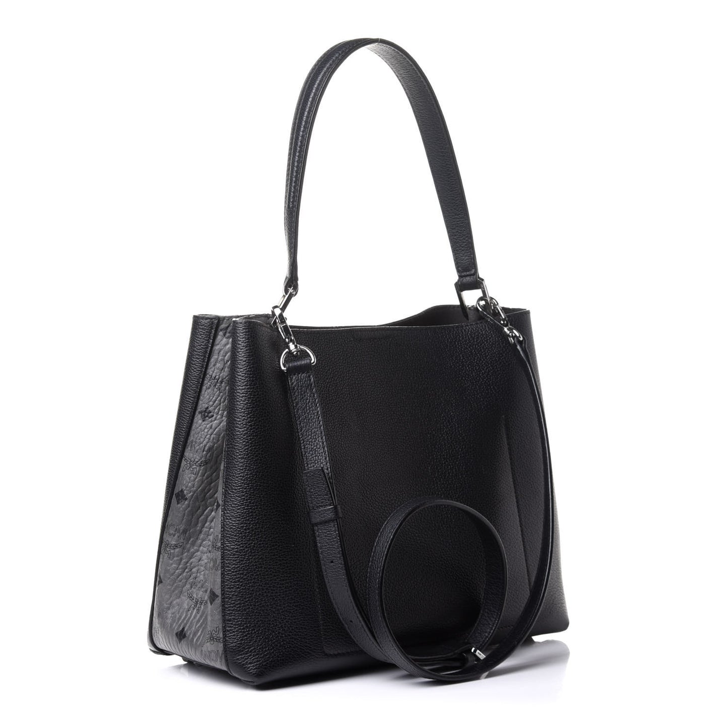 Grained Calfskin Visetos Medium Sarah Hobo Black