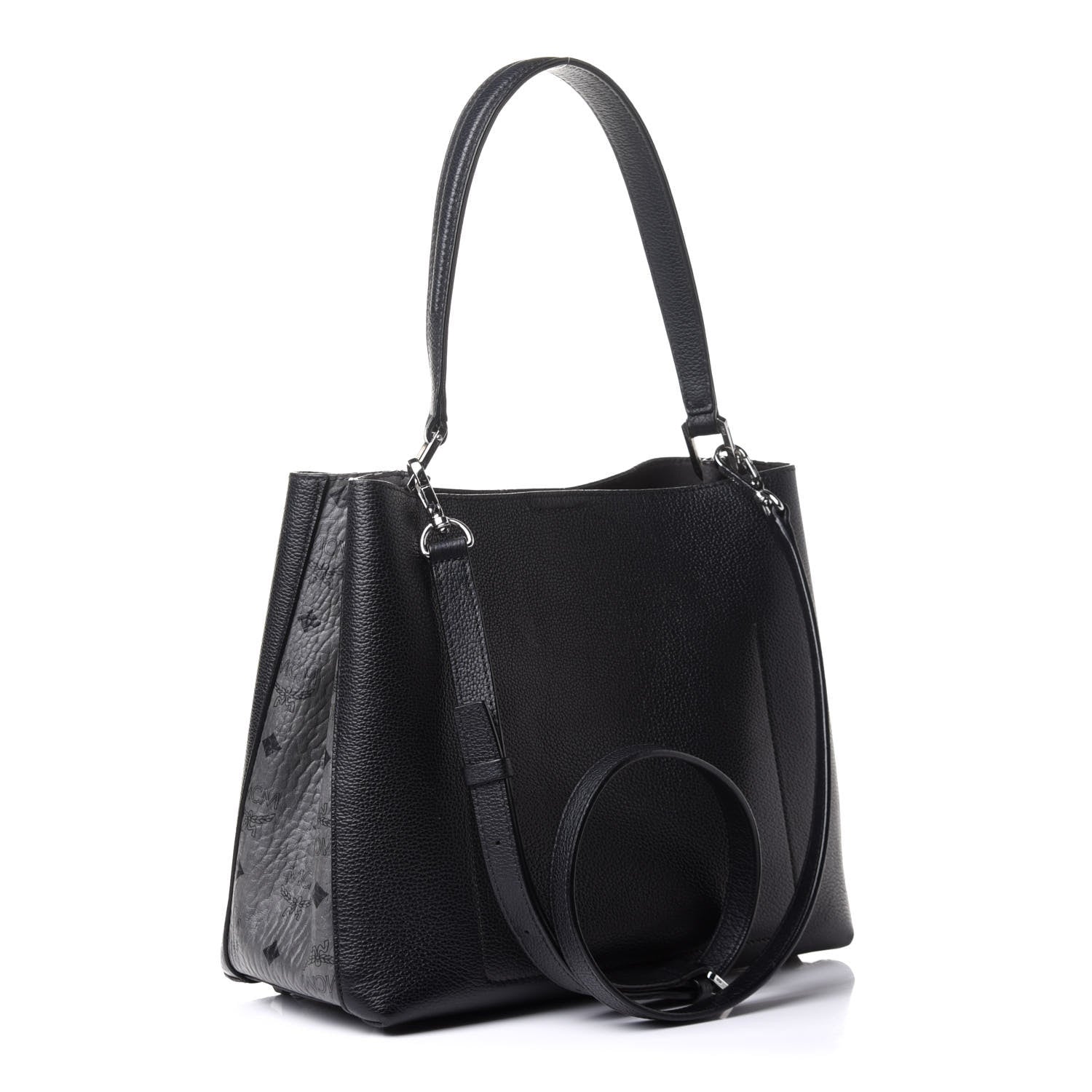 MCM Grained Calfskin Visetos Medium Sarah Hobo Black 3 of 15