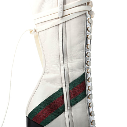 Gucci Malaga Kid Lace Up Boots 40.5 White Bright Evergreen 8 of 10