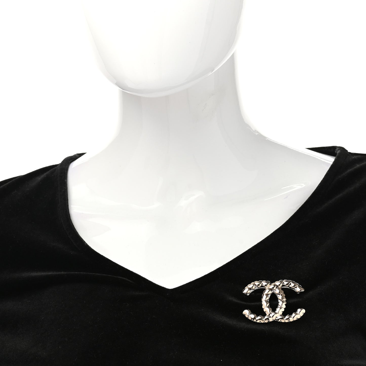 Metal CC Heart Brooch Gold Silver