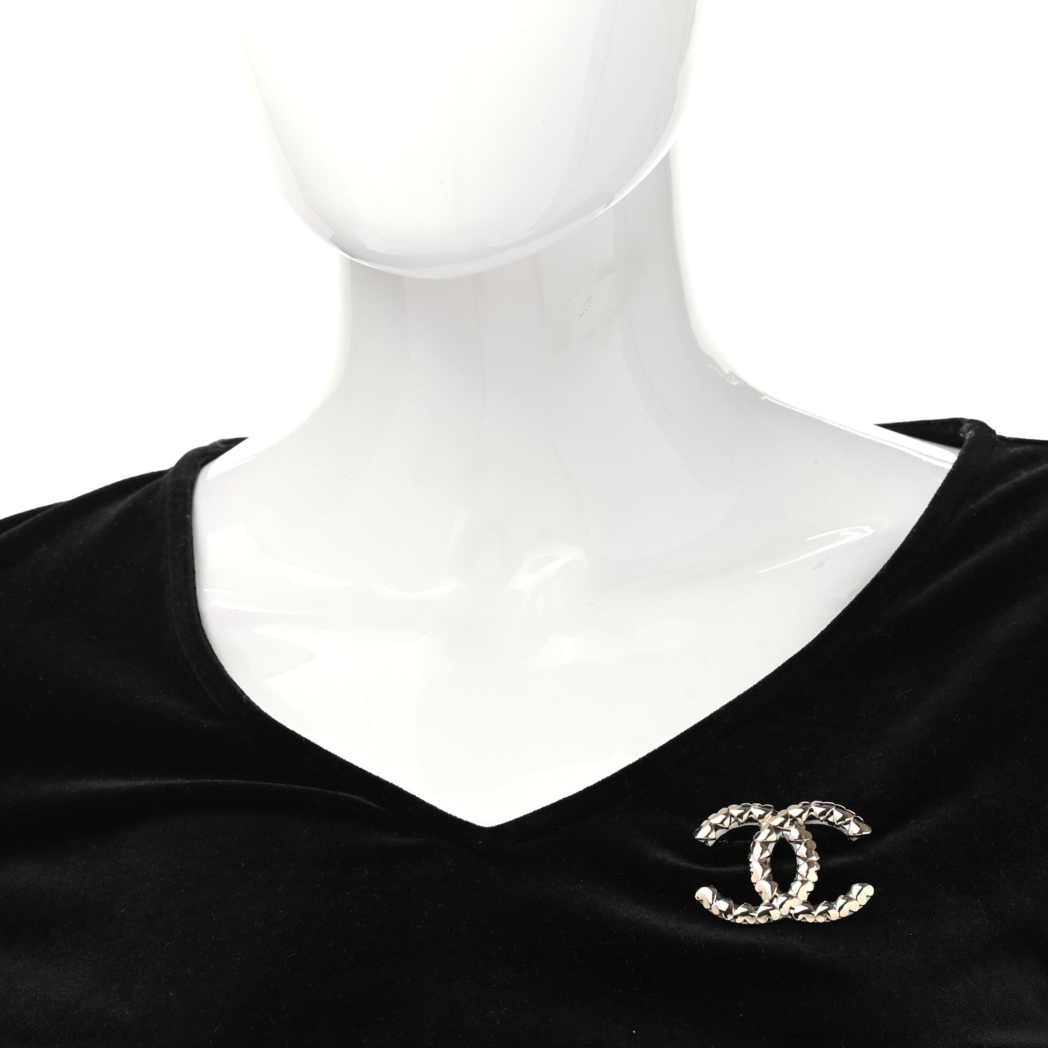 Chanel Metal CC Heart Brooch Gold Silver 2 of 5