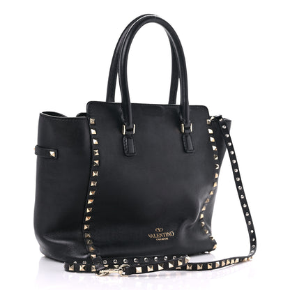 Valentino Garavani Vitello Rockstud Double Handle Tote Black 3 of 28