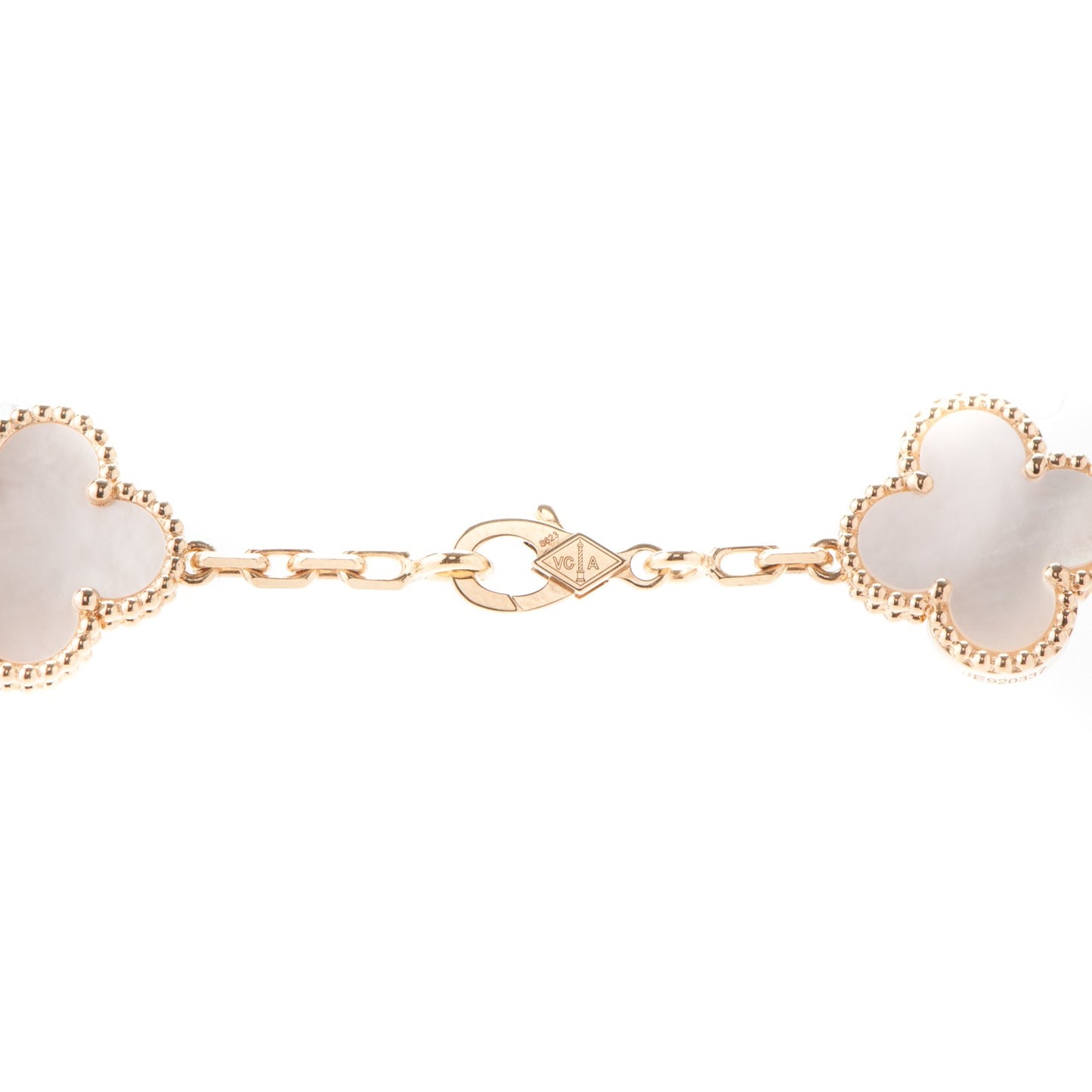 18K Yellow Gold Mother of Pearl 10 Motifs Vintage Alhambra Necklace