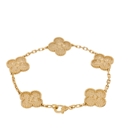 Van Cleef & Arpels 18K Yellow Gold 5 Motifs Vintage Alhambra Bracelet 2 of 4