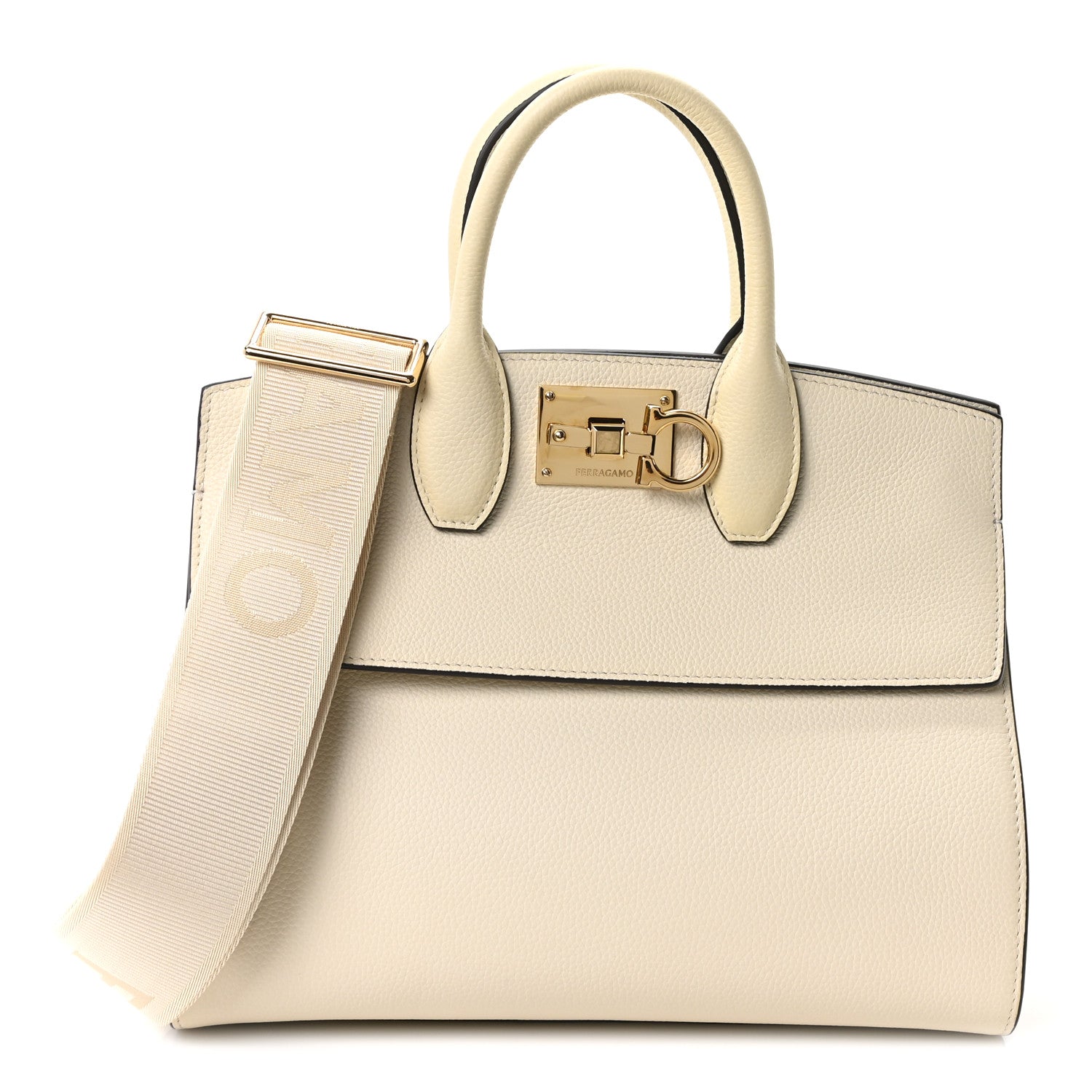 Salvatore Ferragamo Calfskin Medium Studio Soft Bag Mascarpone