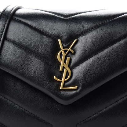 Saint Laurent Calfskin Y Quilted Monogram Toy Loulou Crossbody Bag Black 11 of 12