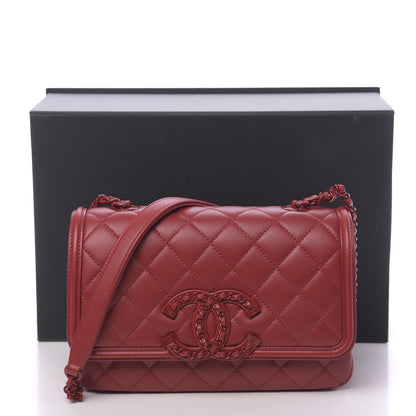 Chanel Lambskin Quilted Small CC Filigree Flap Dark Red 12 of 12