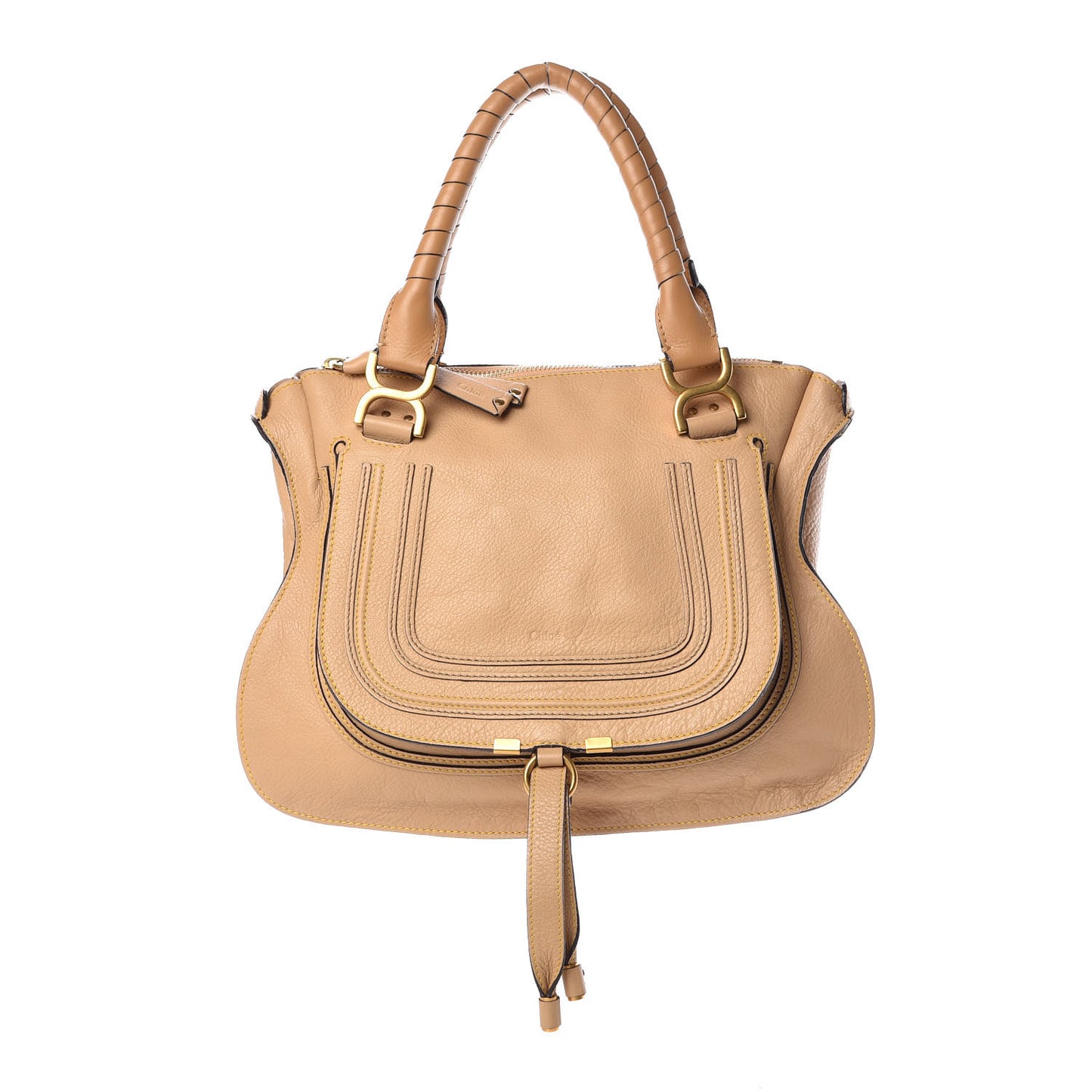Calfskin Medium Marcie Satchel Sand Shell