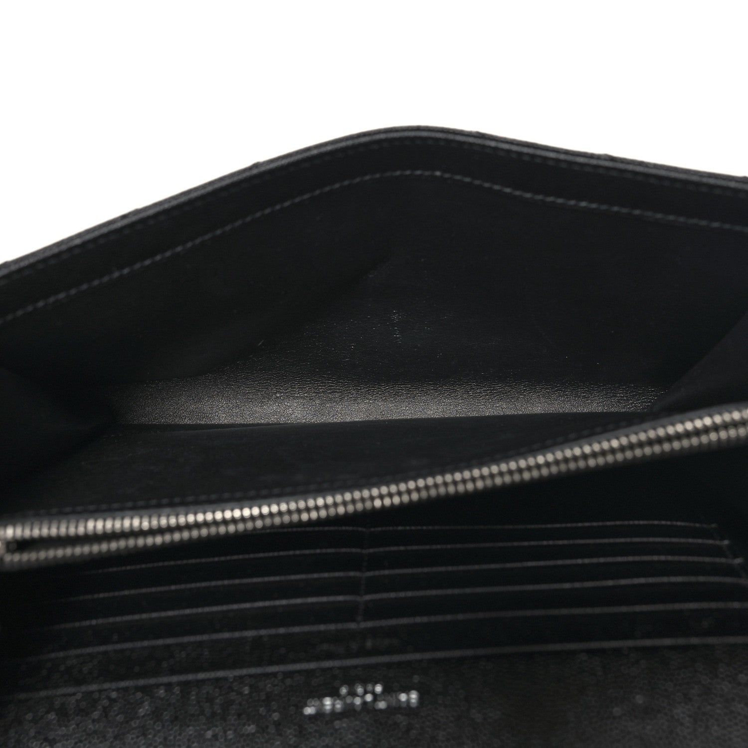 Saint Laurent Grain De Poudre Matelasse Chevron Monogram Chain Wallet Black 5 of 11