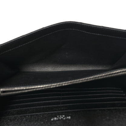 Saint Laurent Grain De Poudre Matelasse Chevron Monogram Chain Wallet Black 5 of 11
