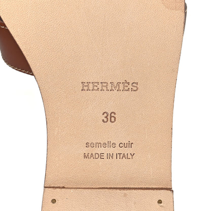 Hermes Box Calfskin Oran Sandals 36 Gold 6 of 9