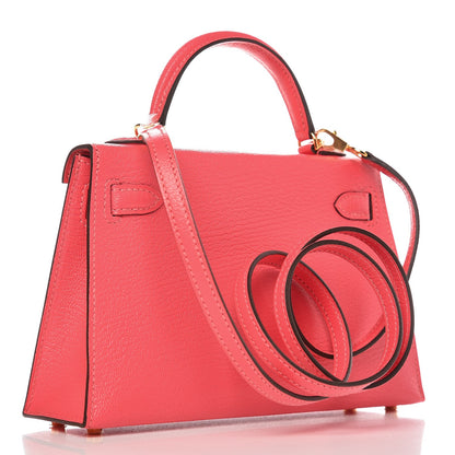 Hermes Chevre Mysore Mini Kelly Sellier 20 Rose Lipstick 3 of 29