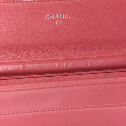Chanel Lambskin Quilted Boy Wallet On Chain WOC Red 12 of 13