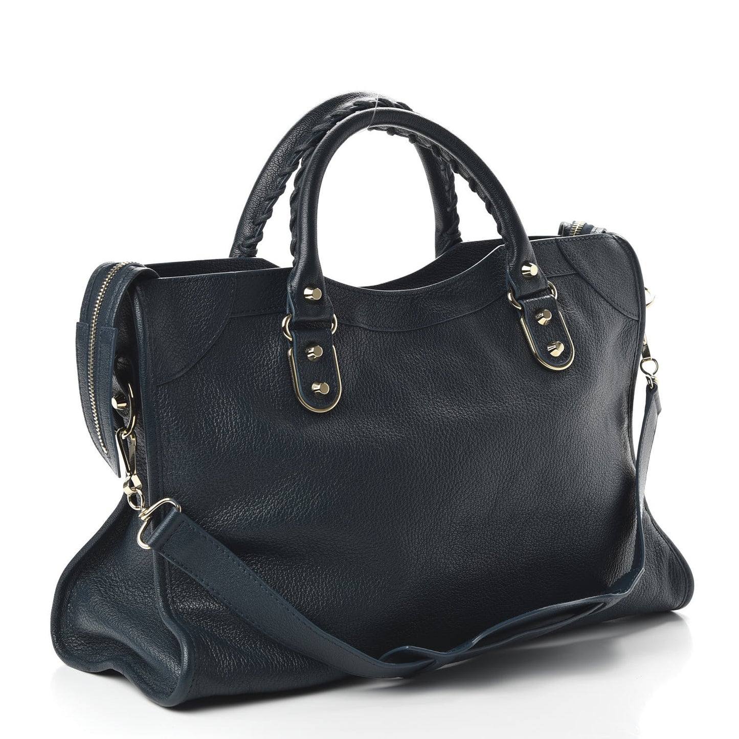 Chevre Gold Metallic Edge Hardware City Bleu Paon