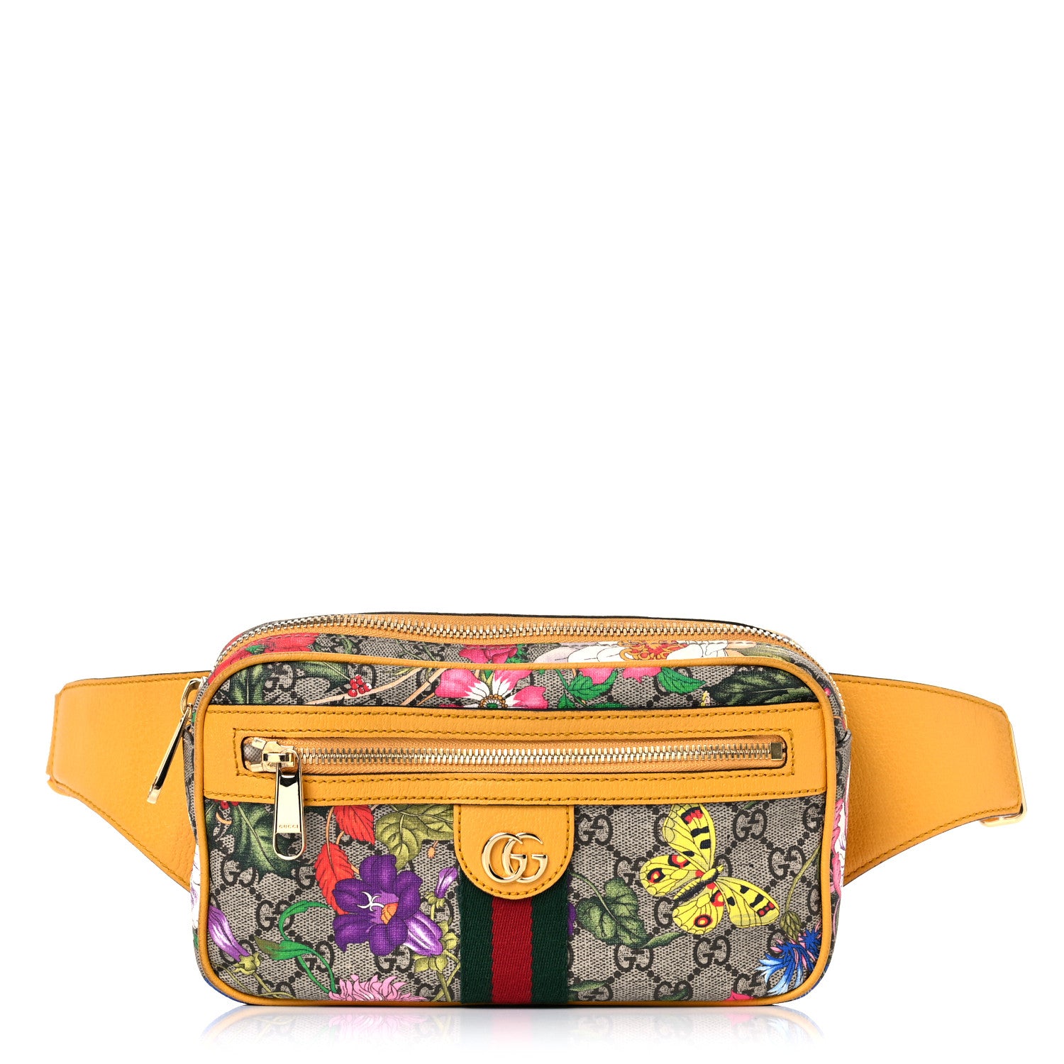 Gucci GG Supreme Monogram Flora Medium Ophidia Belt Bag Beige Multicolor Crop 1 of 18