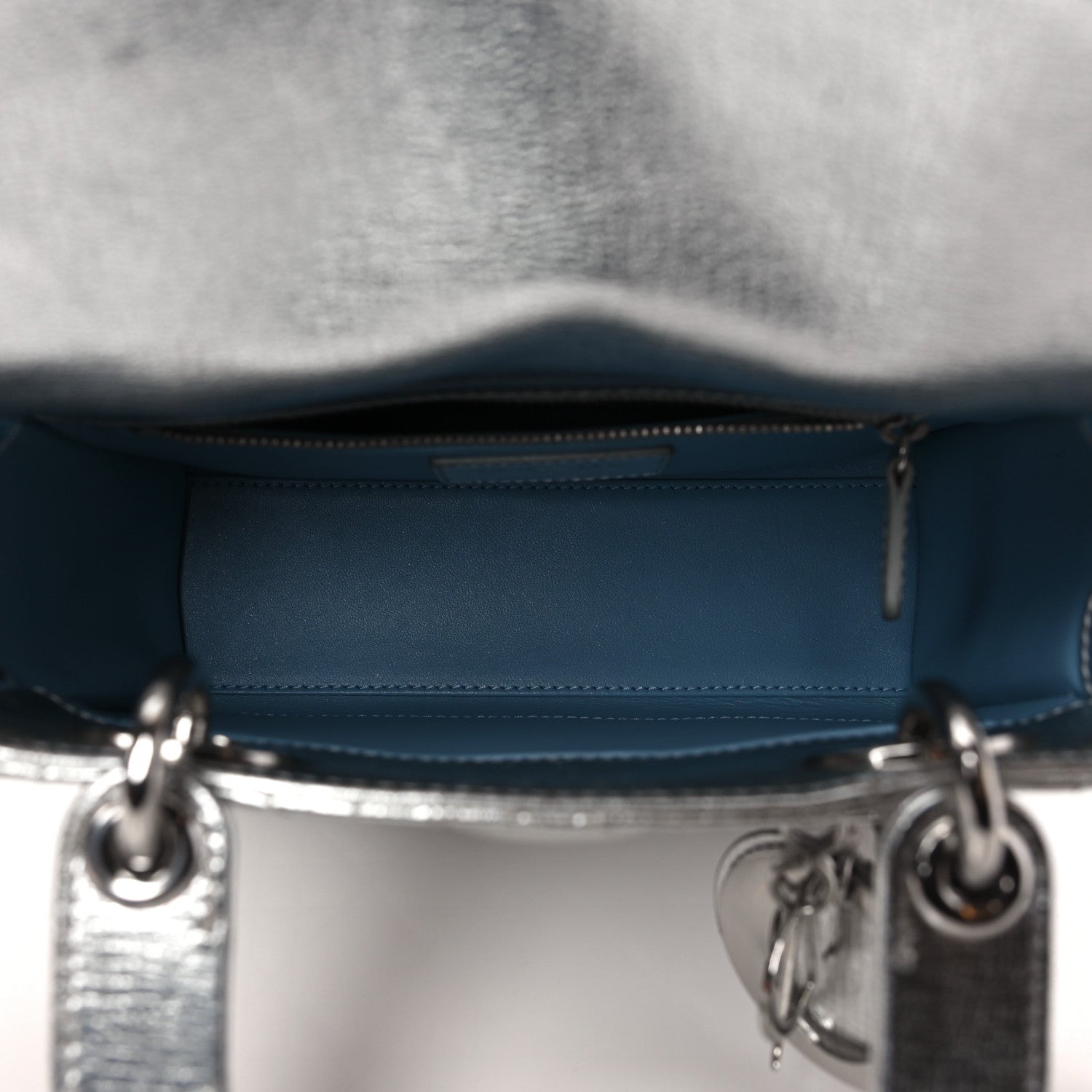 Christian Dior Metallic Grained Calfskin Cannage Small Lucky Badges My Lady Dior Silver 5 of 11