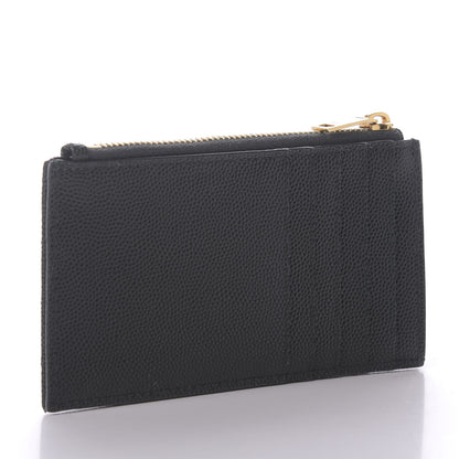 Saint Laurent Grain De Poudre Matelasse Chevron Monogram Fragments Zippered Card Case Dark Mint 3 of 8
