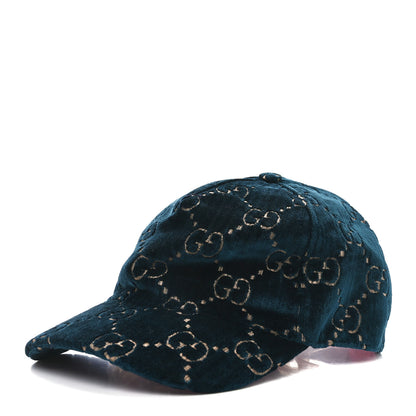 Gucci Velvet GG Monogram Baseball Hat M Blue 1 of 9