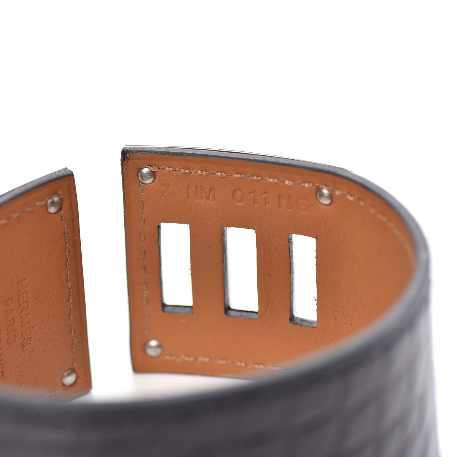 Hermes Shiny Alligator Kelly Dog Cuff Black 5 of 6