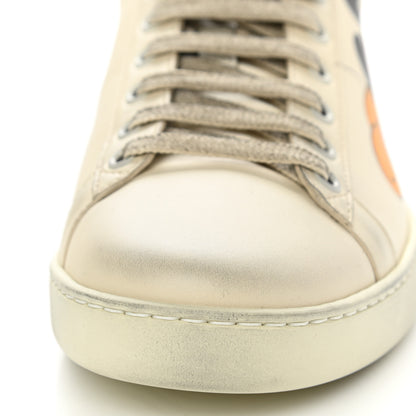 Gucci X DISNEY Miro Soft Calfskin Mickey Mouse Print Womens Ace Sneakers 38.5 Ivory Deep Orange 10 of 13