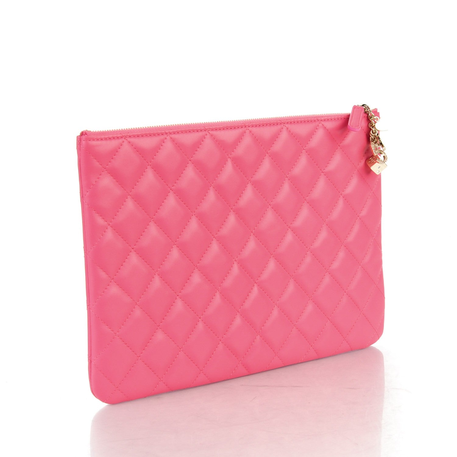 Chanel Lambskin Quilted Medium Casino Beauty CC Cosmetic Case Fuchsia 3 of 7