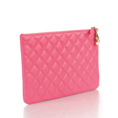 Chanel Lambskin Quilted Medium Casino Beauty CC Cosmetic Case Fuchsia 3 of 7