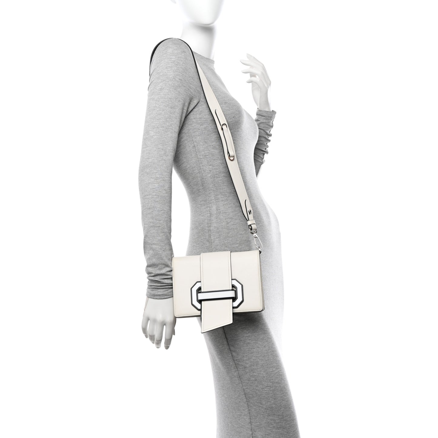 City Calf Plex Ribbon Bag White Black
