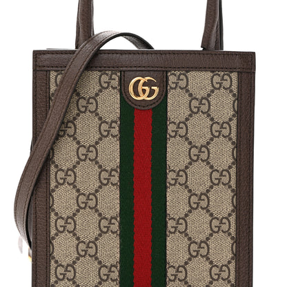 Gucci GG Supreme Monogram Textured Dollar Calfskin Web Super Mini Ophidia Mini Tote Bag Beige Ebony New Acero 8 of 10